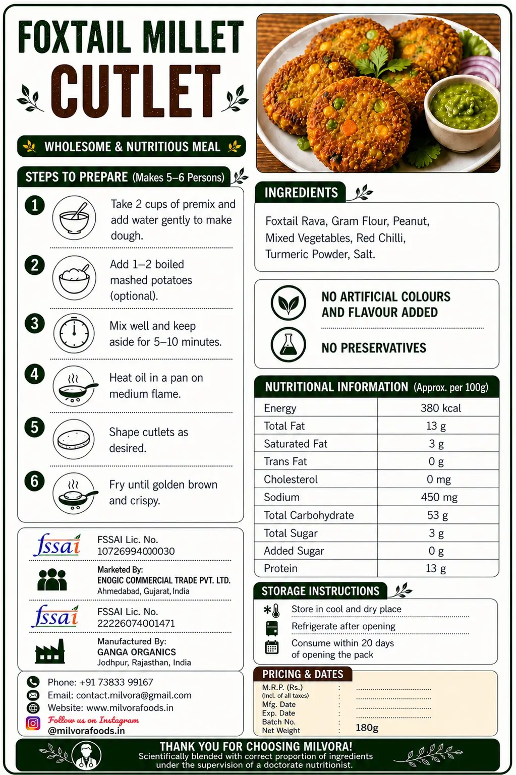 FOXTAIL MILLET CUTLET PREMIX - Image 2