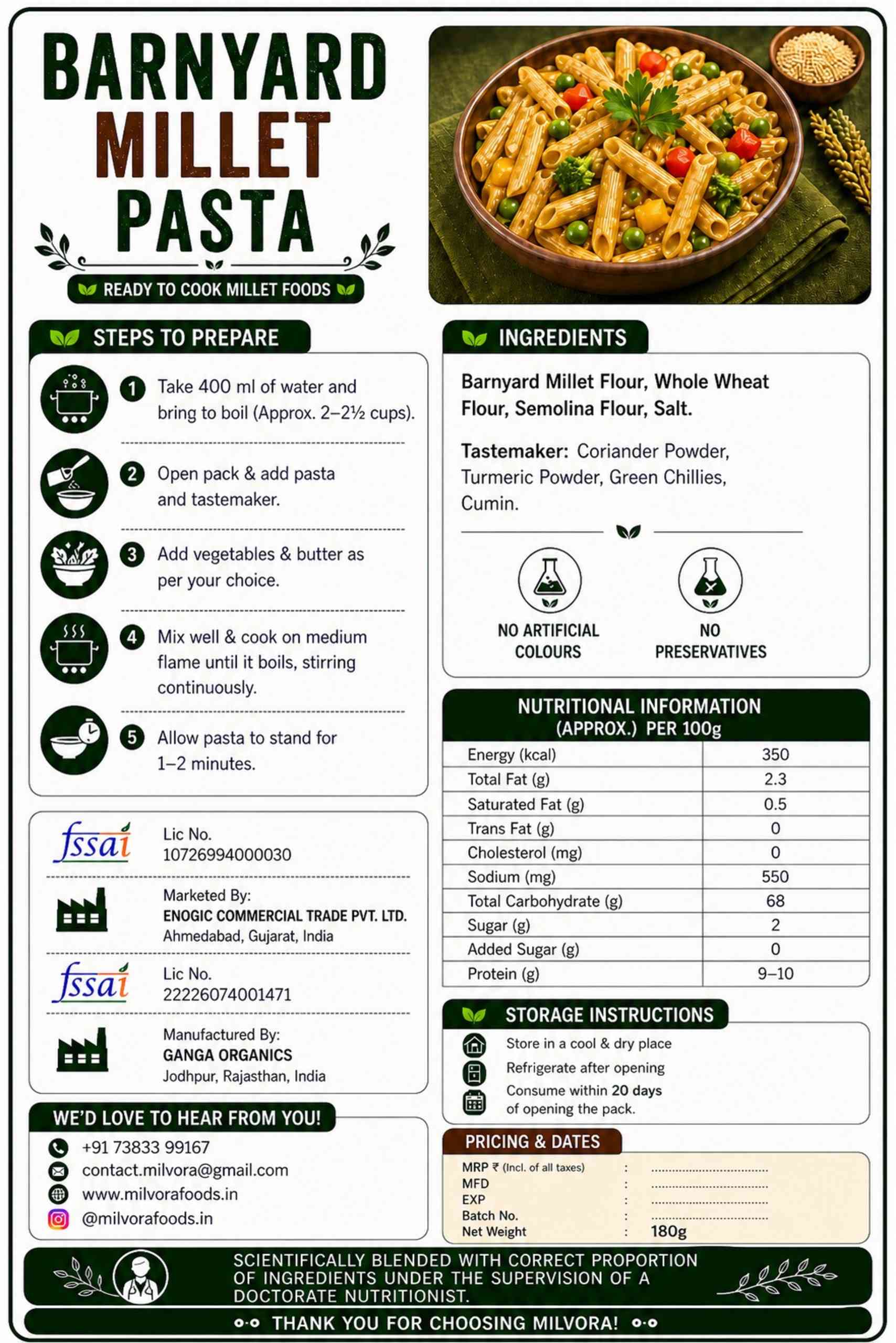 BARNYARD MILLET PASTA - Image 2